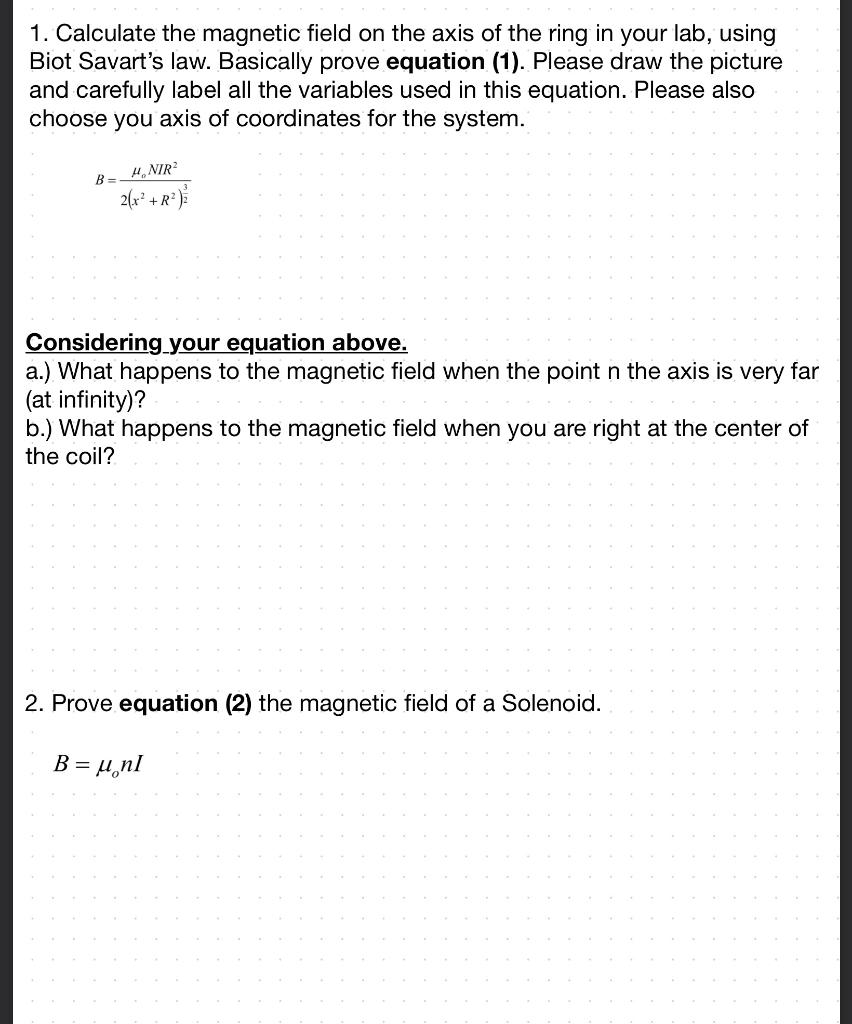 Solved THEORY Single Coil For A Coil Of Wire Having Radius | Chegg.com