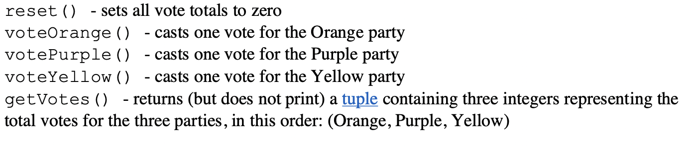 Solved Question 1 Use Python to implement a VotingMachine | Chegg.com