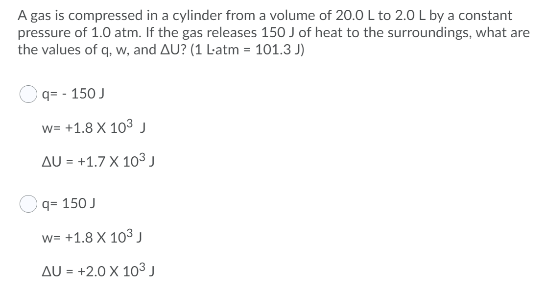 Solved A Gas Is Compressed In A Cylinder From A Volume Of Chegg Com