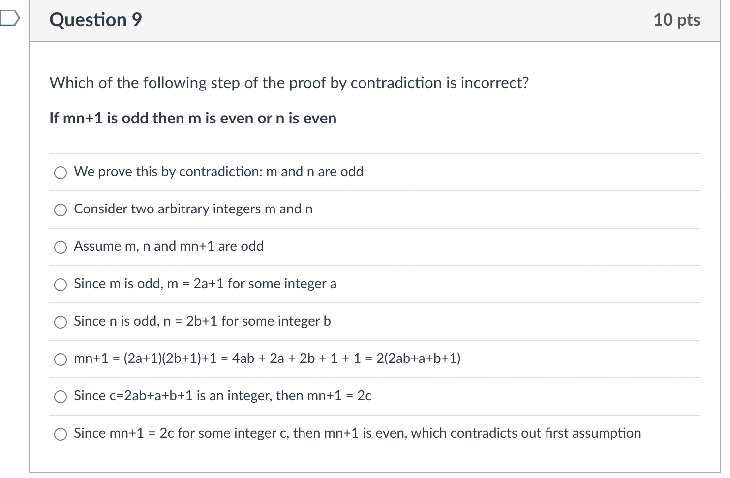 Solved Which of the following step of the proof by | Chegg.com