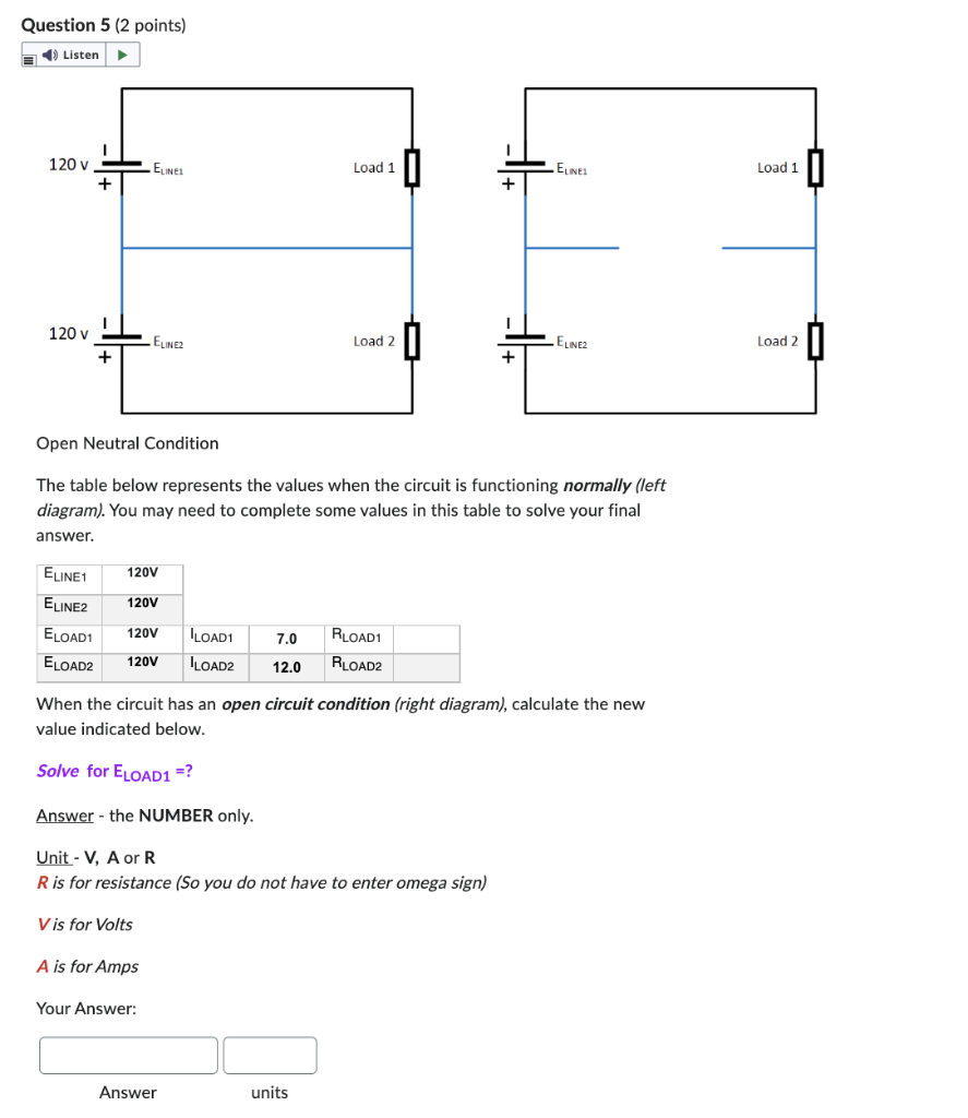 Solved Question 5 (2 points) Open Neutral Condition The
