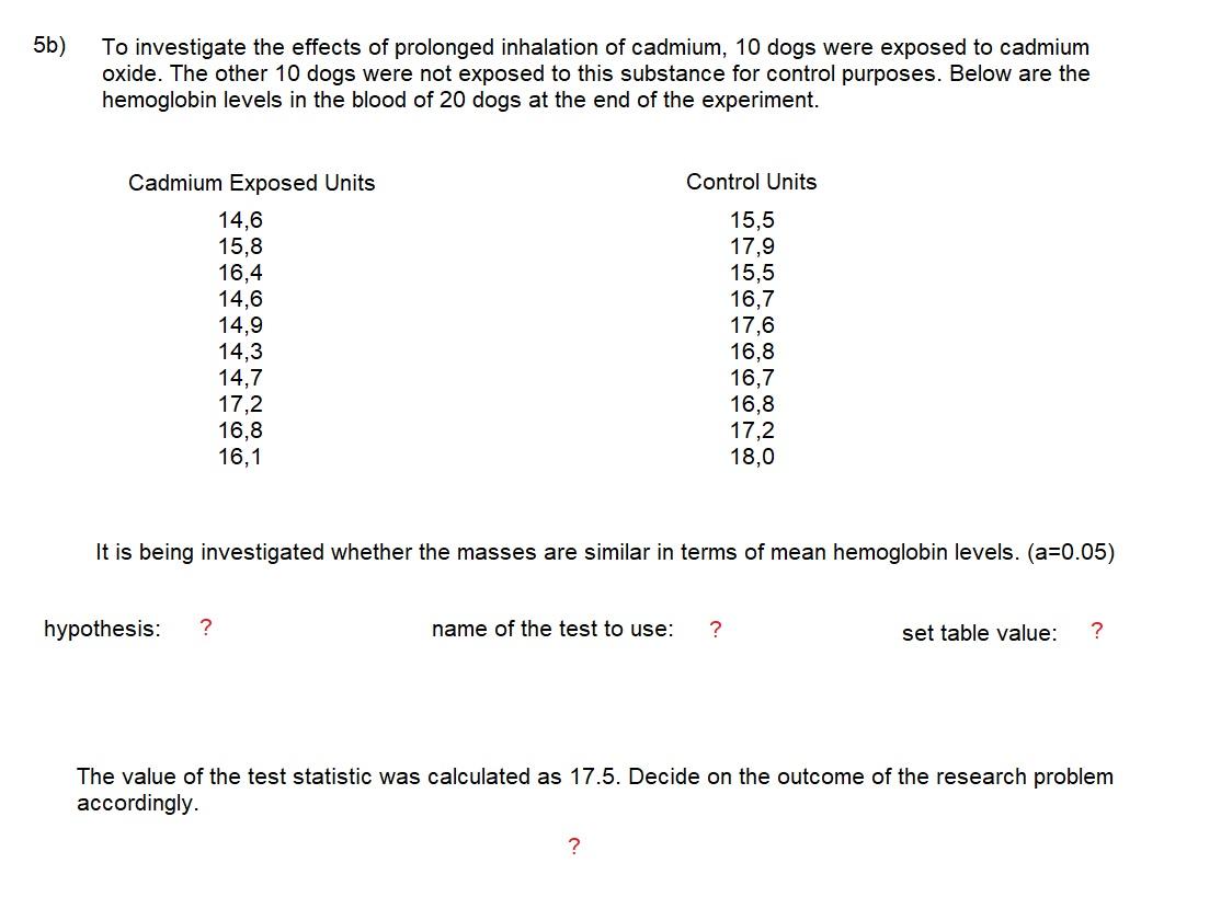 Solved 5b) To investigate the effects of prolonged | Chegg.com