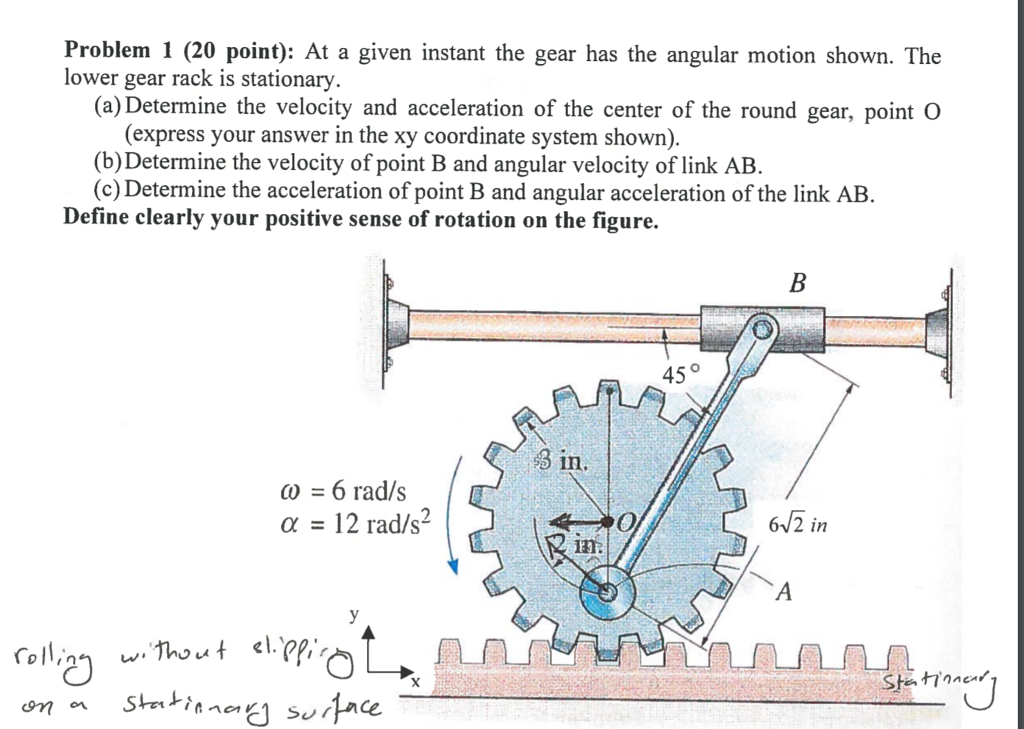 Solved Problem 1 (20 Point): At A Given Instant The Gear Has | Chegg.com