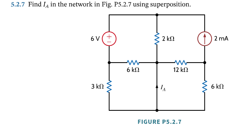 Solved 5.2.7 Find IΑ in the network in Fig. P5.2.7 using | Chegg.com