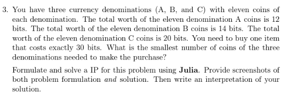 3. You have three currency denominations (A, B, and | Chegg.com