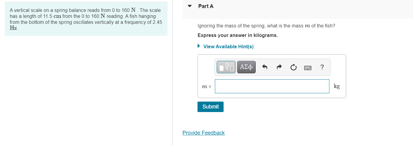 Solved Part A A vertical scale on a spring balance reads | Chegg.com