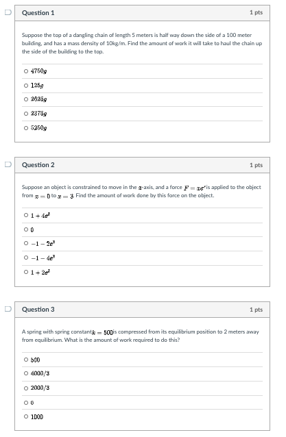 Solved Question 1 1 pts Suppose the top of a dangling chain | Chegg.com
