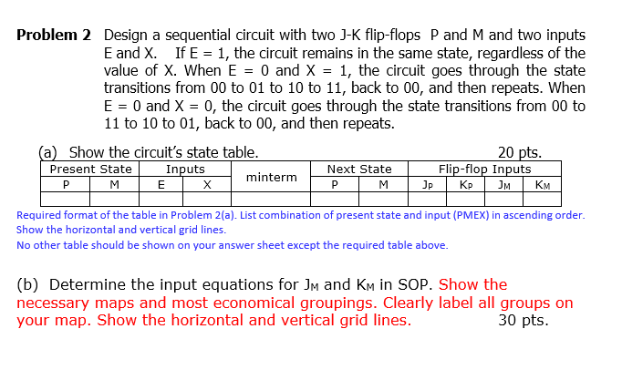 Solved Problem 2 Design A Sequential Circuit With Two J-K | Chegg.com