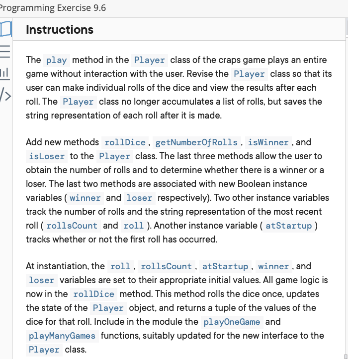 Solved The play method in the class of the craps game plays | Chegg.com