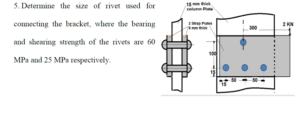Solved 5. Determine the size of rivet used for 15 mm thick | Chegg.com
