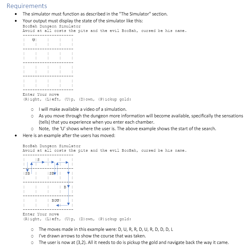 Solved Requirements The simulator must function as described | Chegg.com