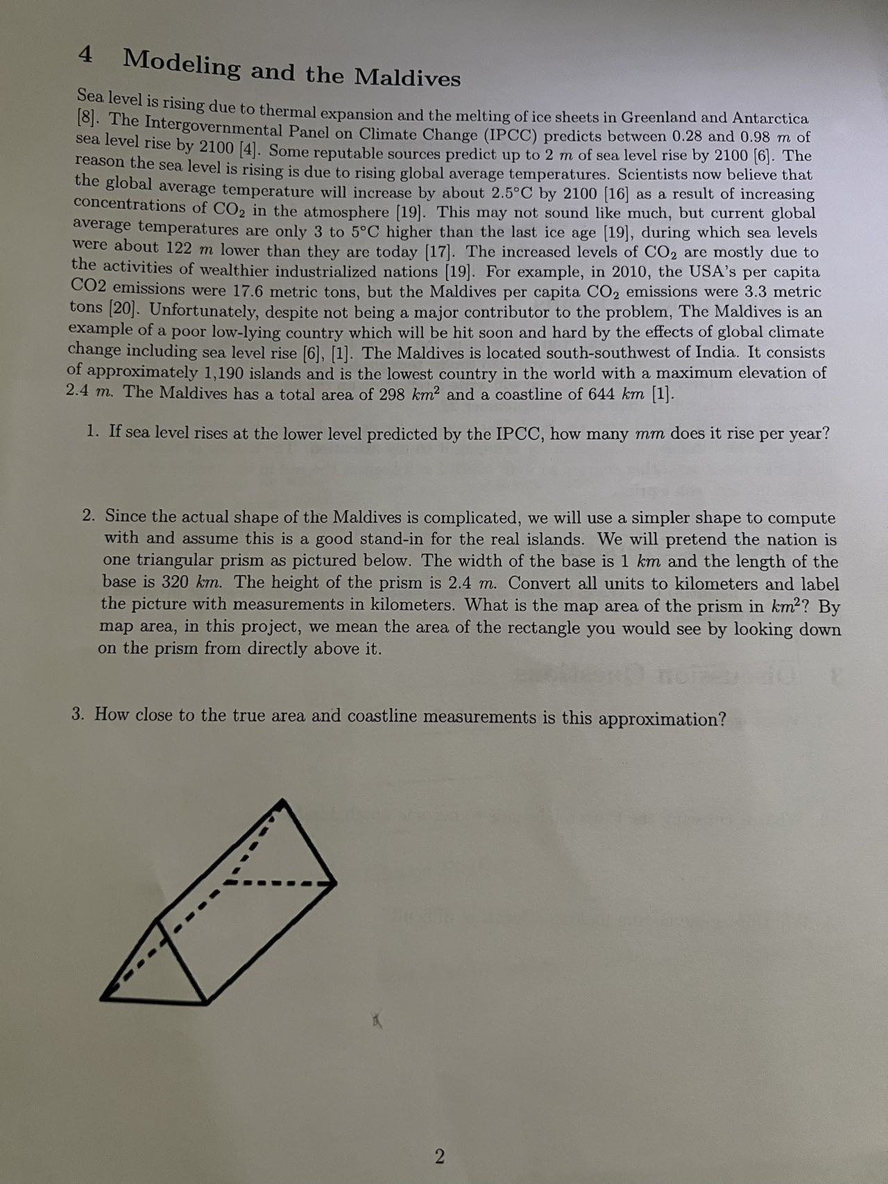 Solved Mlodeling and the Maldives Sea level is rising due to | Chegg.com