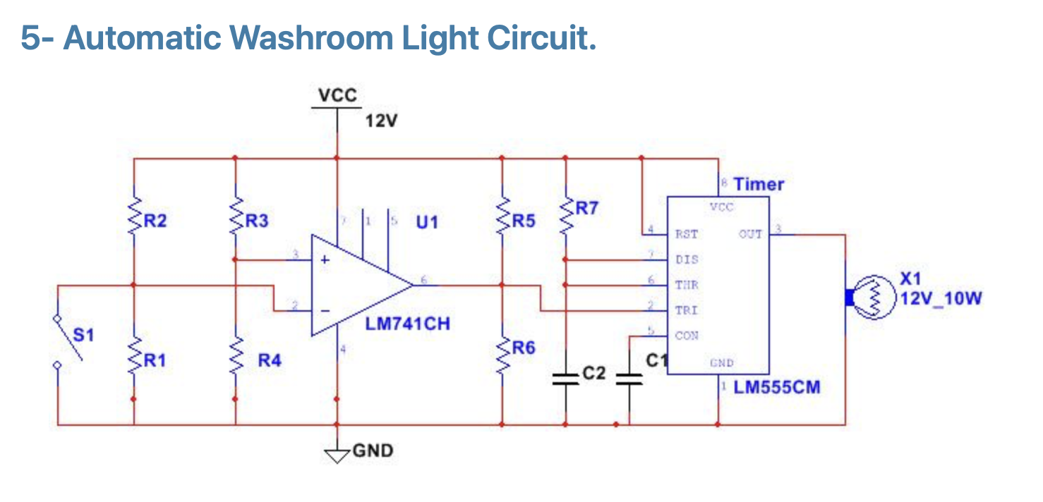 Solved 5- Automatic Washroom Light Circuit. | Chegg.com