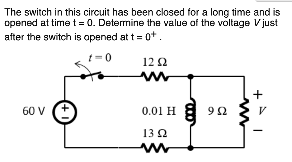 Solved The switch in this circuit has been closed for a long