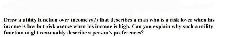 Solved Draw a utility function over income u(I) that | Chegg.com