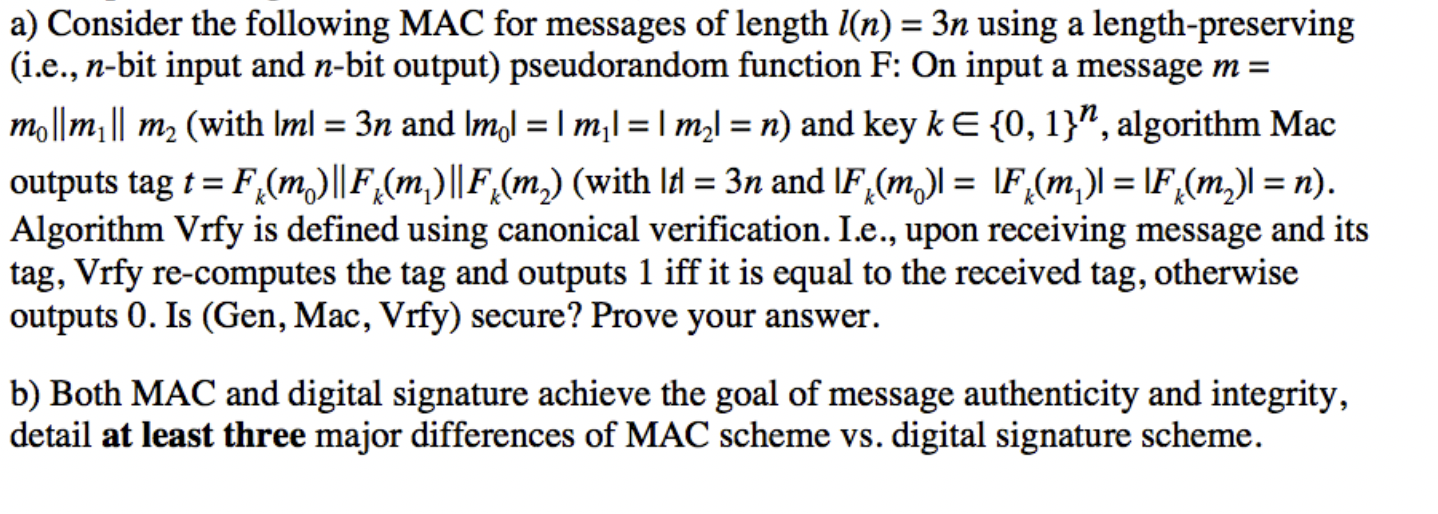 A Consider The Following Mac For Messages Of Leng Chegg Com