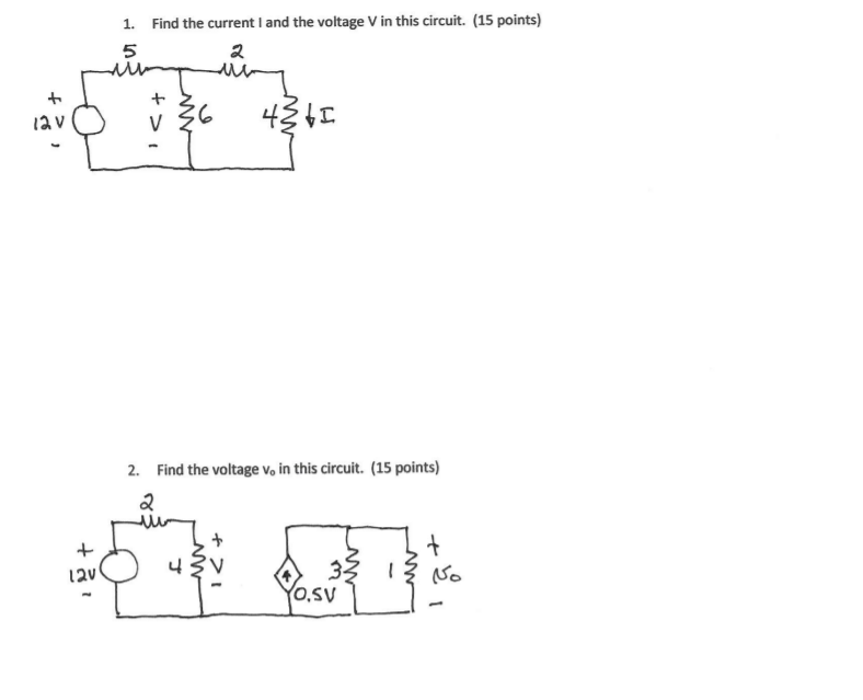 Solved 1. Find the current I and the voltage V in this | Chegg.com