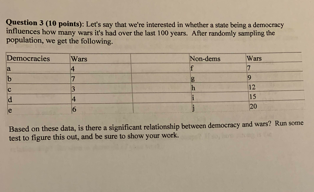 Solved Question 3 (10 Points): Let's Say That We're | Chegg.com