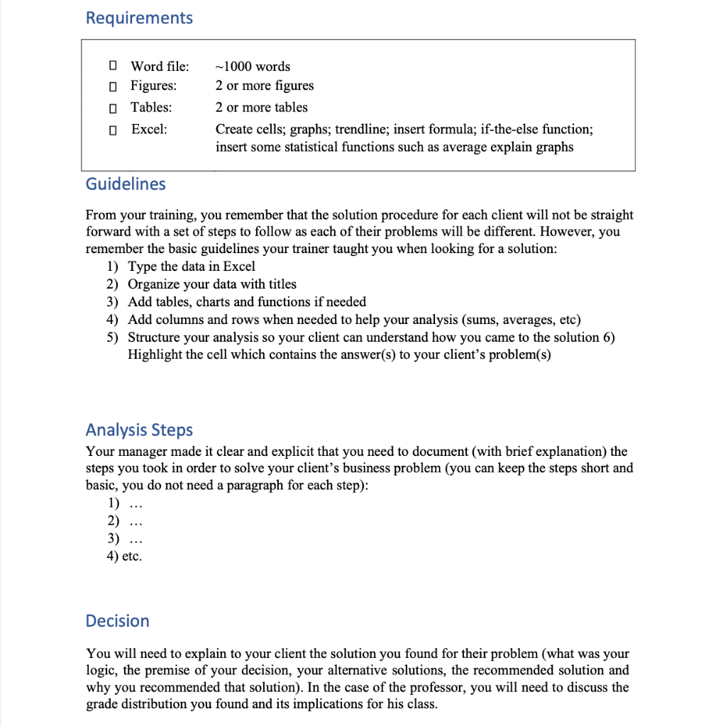 Solved Instructions to the Mini Case assignment Purpose of | Chegg.com