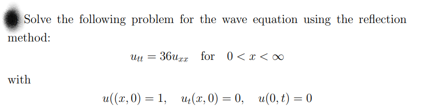 Solved Solve the following problem for the wave equation | Chegg.com
