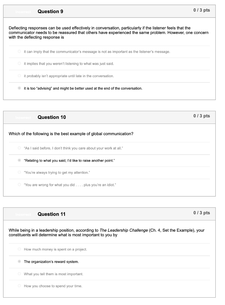 Solved Question 9 0/3 pts Deflecting responses can be used | Chegg.com