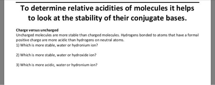 Solved To determine relative acidities of molecules it helps | Chegg.com