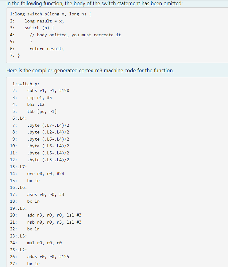 Solved In the following function, the body of the switch | Chegg.com