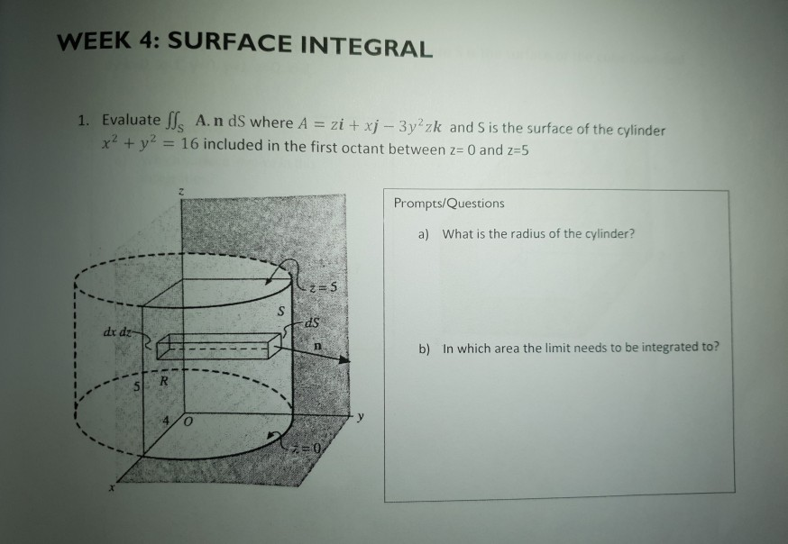 Solved WEEK 4: SURFACE INTEGRAL 1. Evaluate JIs A. n dS | Chegg.com