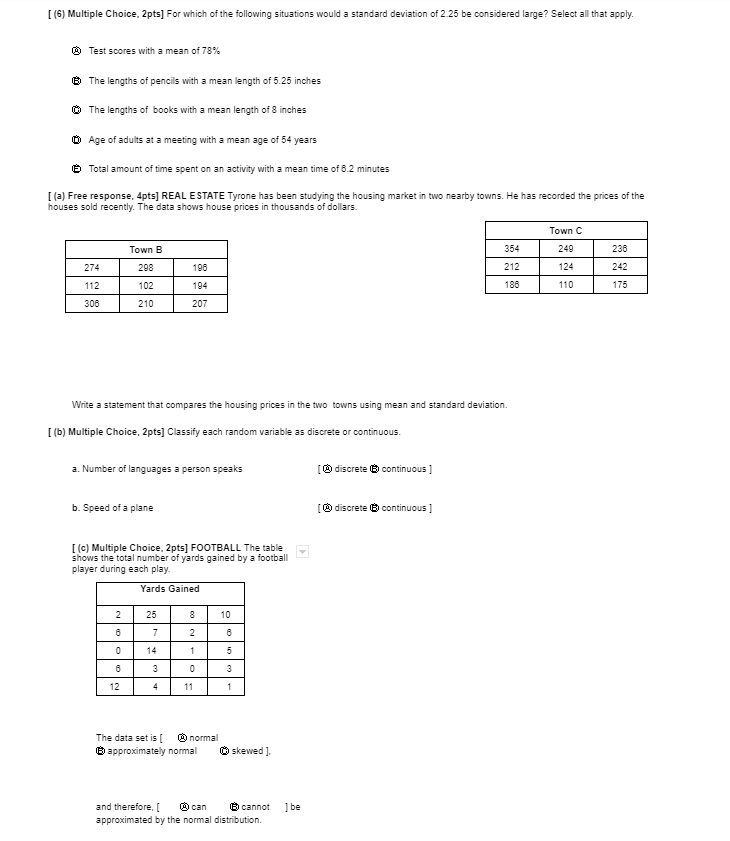 Solved [ (6) Multiple Choice, 2pts] For which of the | Chegg.com