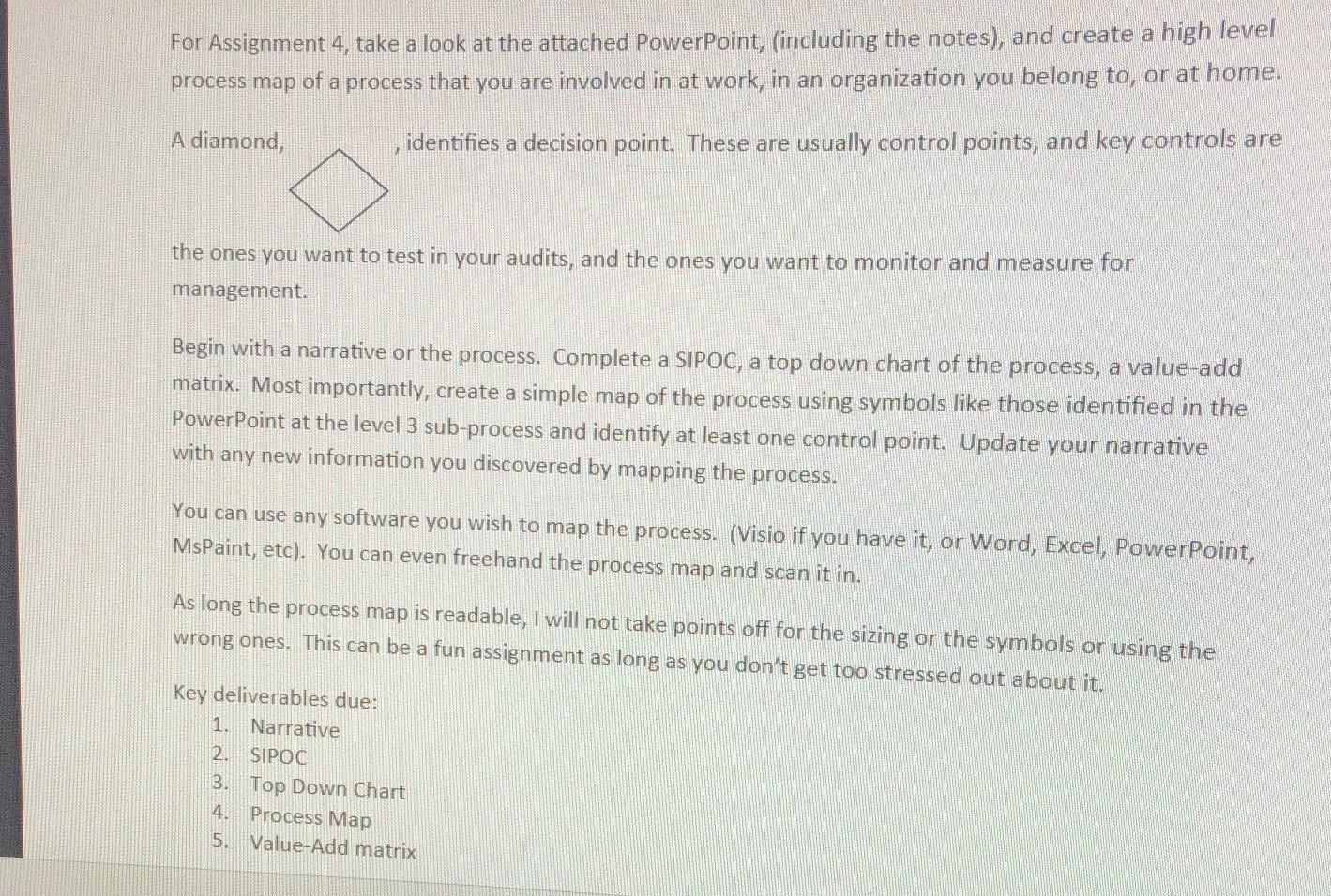 Solved Create a high level process map of a process that you | Chegg.com