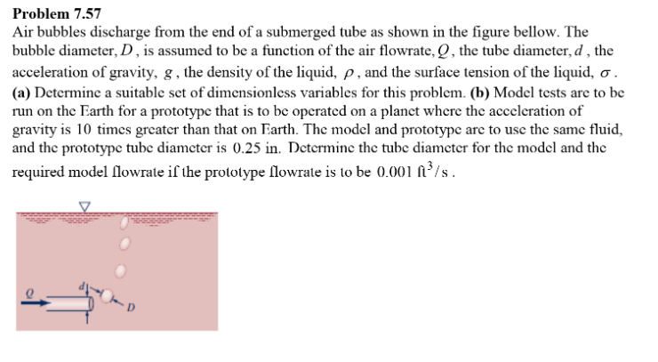 Solved Problem 7.57 Air bubbles discharge from the end of a | Chegg.com