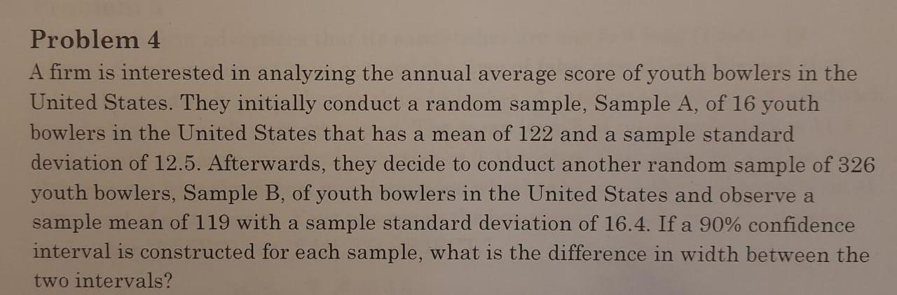 Solved Problem 4 A firm is interested in analyzing the | Chegg.com