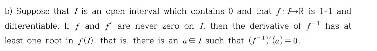 Solved b) Suppose that I is an open interval which contains | Chegg.com