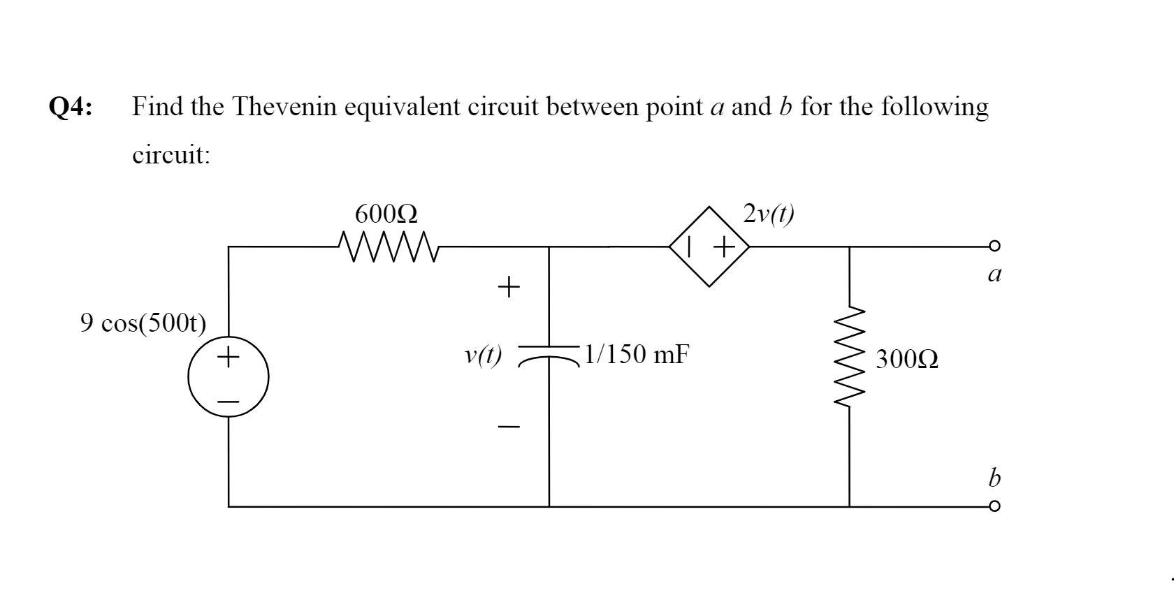 Solved 04: Find the Thevenin equivalent circuit between | Chegg.com