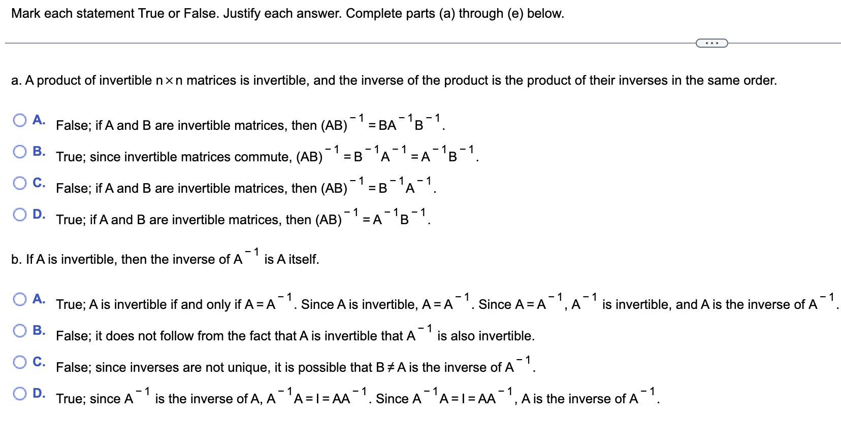 Solved Mark Each Statement True Or False. Justify Each | Chegg.com