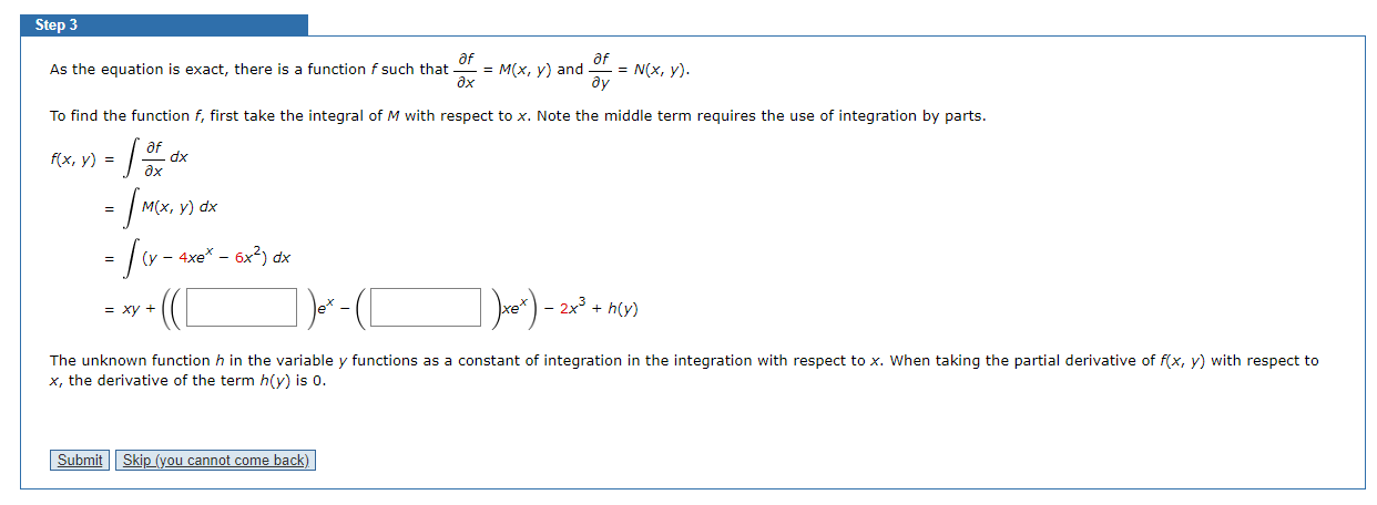 Solved As The Equation Is Exact There Is A Function F Such