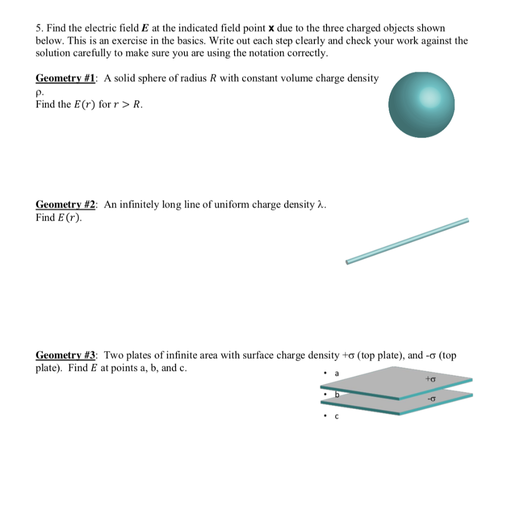 Solved 5. Find the electric field E at the indicated field | Chegg.com