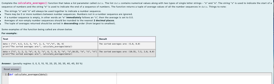 Solved - Complete the calculate_averages() function that | Chegg.com