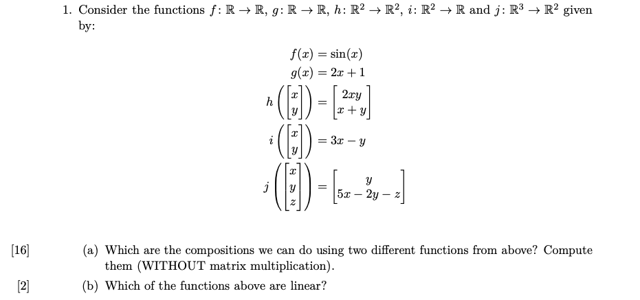 Solved 1 Consider The Functions F R R G R R H R2 Chegg Com