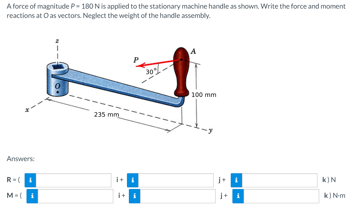 Solved A force of magnitude P = 180 N is applied to the