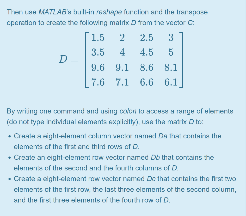 Matlab transpose matrix - fetrmake