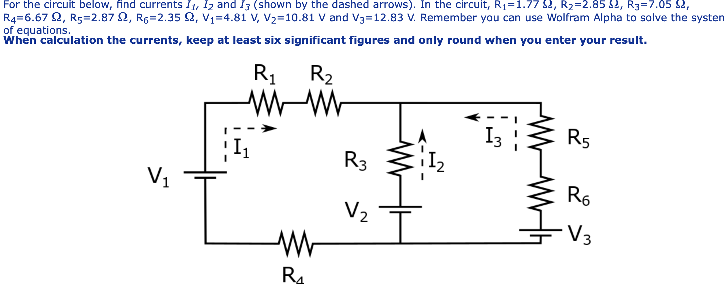 Solved For the circuit below, find currents I1,I2 and I3 | Chegg.com