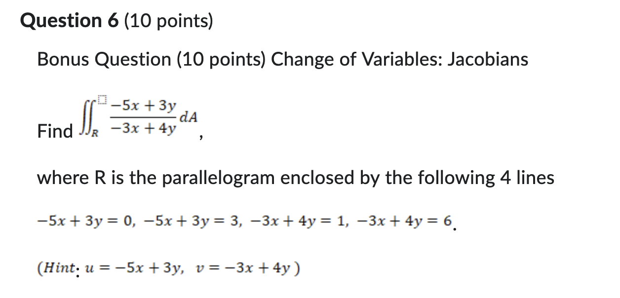 Question 6 (10 ﻿points)Bonus Question (10 ﻿points) | Chegg.com