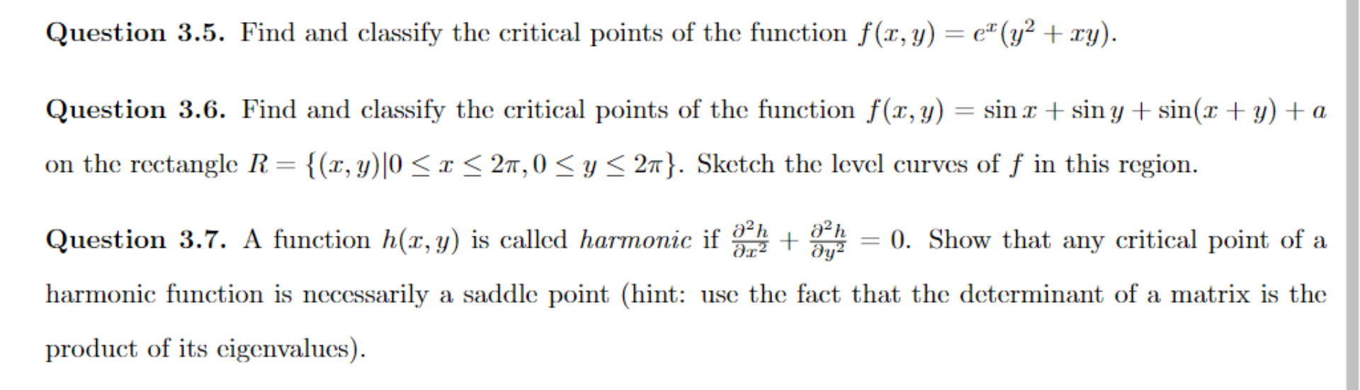 Solved Question 3.5. Find and classify the critical points | Chegg.com
