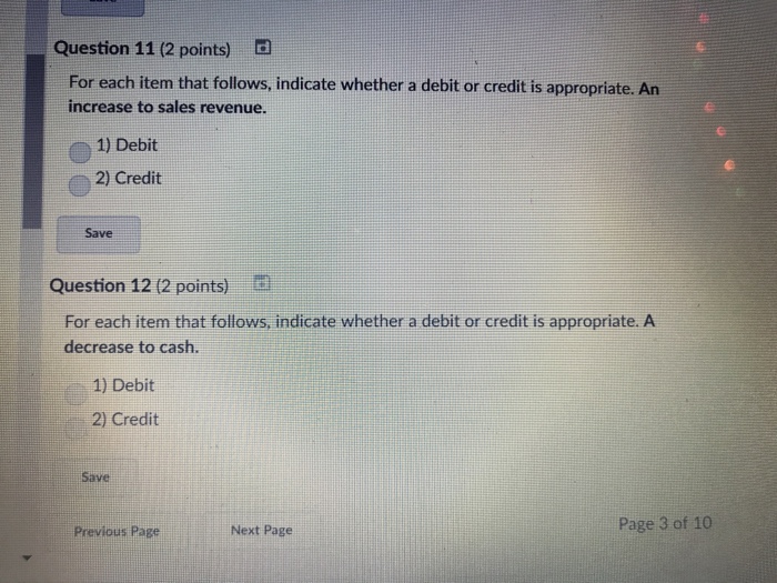Solved Question 11 (2 points) d For each item that follows, | Chegg.com