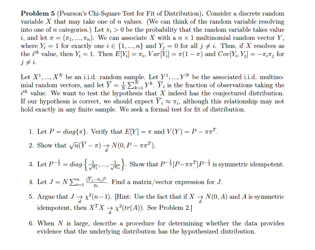 Problem 5 Pearson S Chi Square Test For Fit Of Di Chegg Com