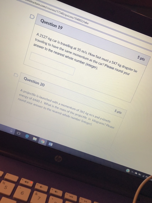 Solved D | Question 19 5 pts A 2127-kg car is traveling at | Chegg.com