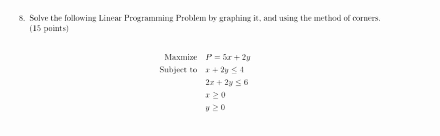 Solved 8. Solve The Following Linear Programming Problem By | Chegg.com