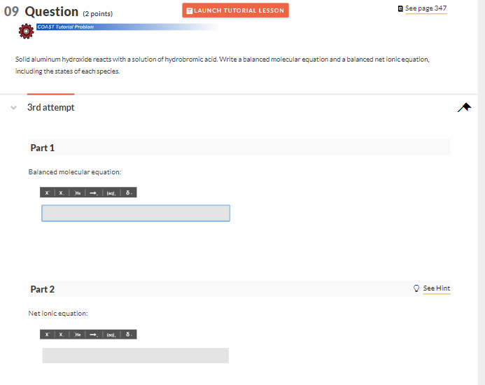 Solved Solid aluminum hydroxide reacts with a solution of