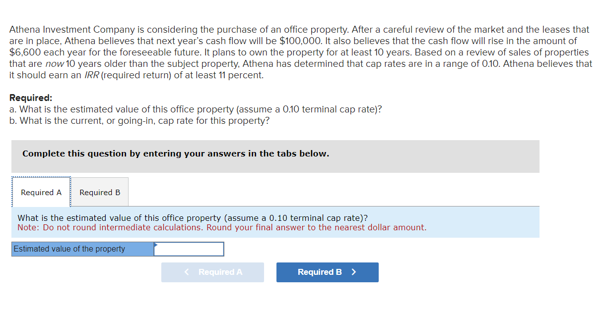 Solved Athena Investment Company is considering the purchase